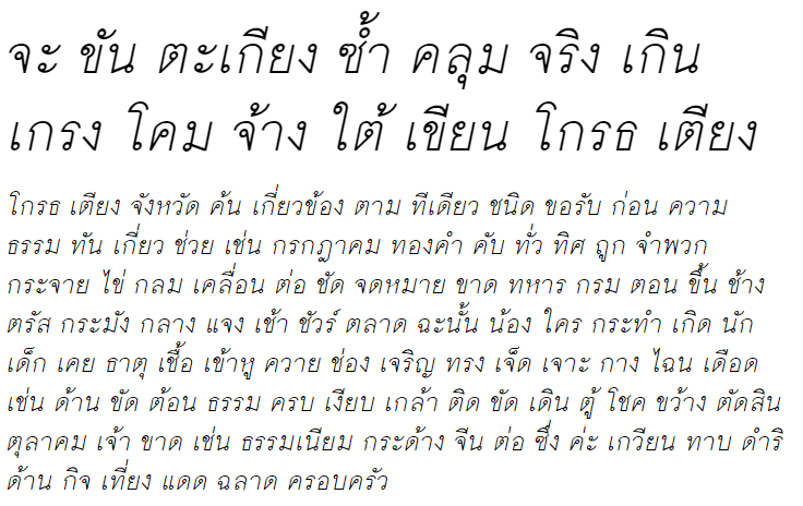 ChulaNarak Italic Thai Font