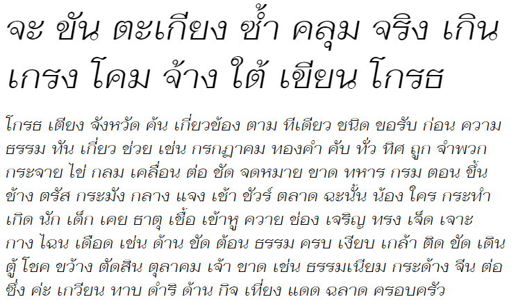 Fah Kwang Italic Thai Font